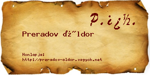 Preradov Áldor névjegykártya